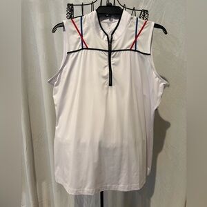 EP PRO White Sleeveless Zip-Up Top with Red and Blue Accents 1X